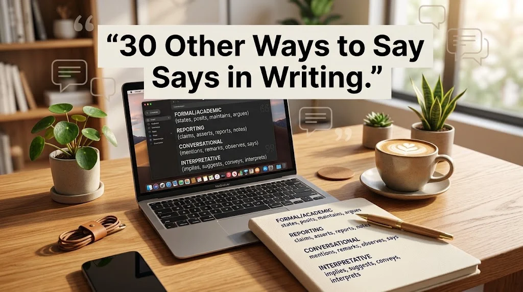 other ways to say says in writing