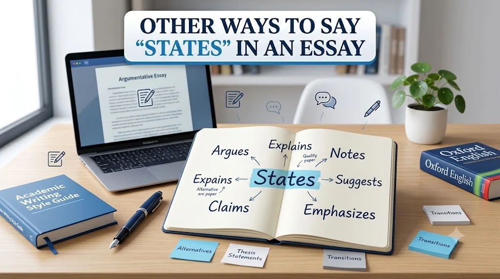 other ways to say states in an essay